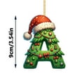 thumbnail image 3 of DAMAI 26 Letter Ornaments Christmas Tree Decoration,2025 Initial A to Z Christmas Letters Decoration, 2D Acrylic Green Xmas Tree Initials Ornament with Santa Hat Pendants for DIY Crafts Home Party, 3 of 4