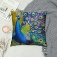 thumbnail image 2 of Orinice Peacock Feathers Graphic Decorative Cushion Throw Pillow Cover for Home Couch Living Room Bed Sofa Short Plush All Seasons Suitable Home Decor 1PC 24x24in, 2 of 5