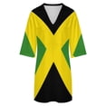 thumbnail image 5 of Jamaica Flag Womens Dress With Pockets Summer V Neck 3/4 Sleeve Dress Plus Size Loose Dress, 5 of 7