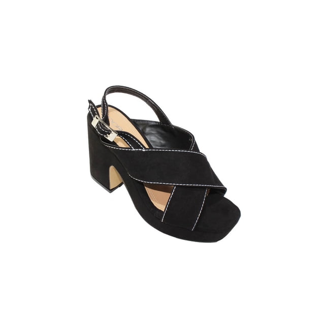 SANDALIAS TACONES DORELI VESTIR DAMA MUJER NEGRO GAMUZA 6009 LEON 6009-p