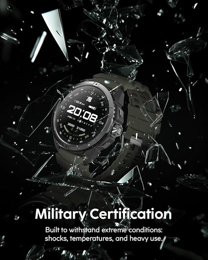 Cubitt TERRA Rugged Smartwatch with Dual-Band GPS (L1+L5), 1.48” AMOLED Display, Offline Maps, AI Coach, VITA Assistant, Military Certified, 5ATM, Up to 14-Day Battery Life