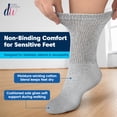 thumbnail image 4 of Debra Weitzner Men’s and Women’s Diabetic Crew Socks, Non-Binding Loose Fit Cushion Sole, Size 10-13, Gray and Black, 6 Pairs, 4 of 6