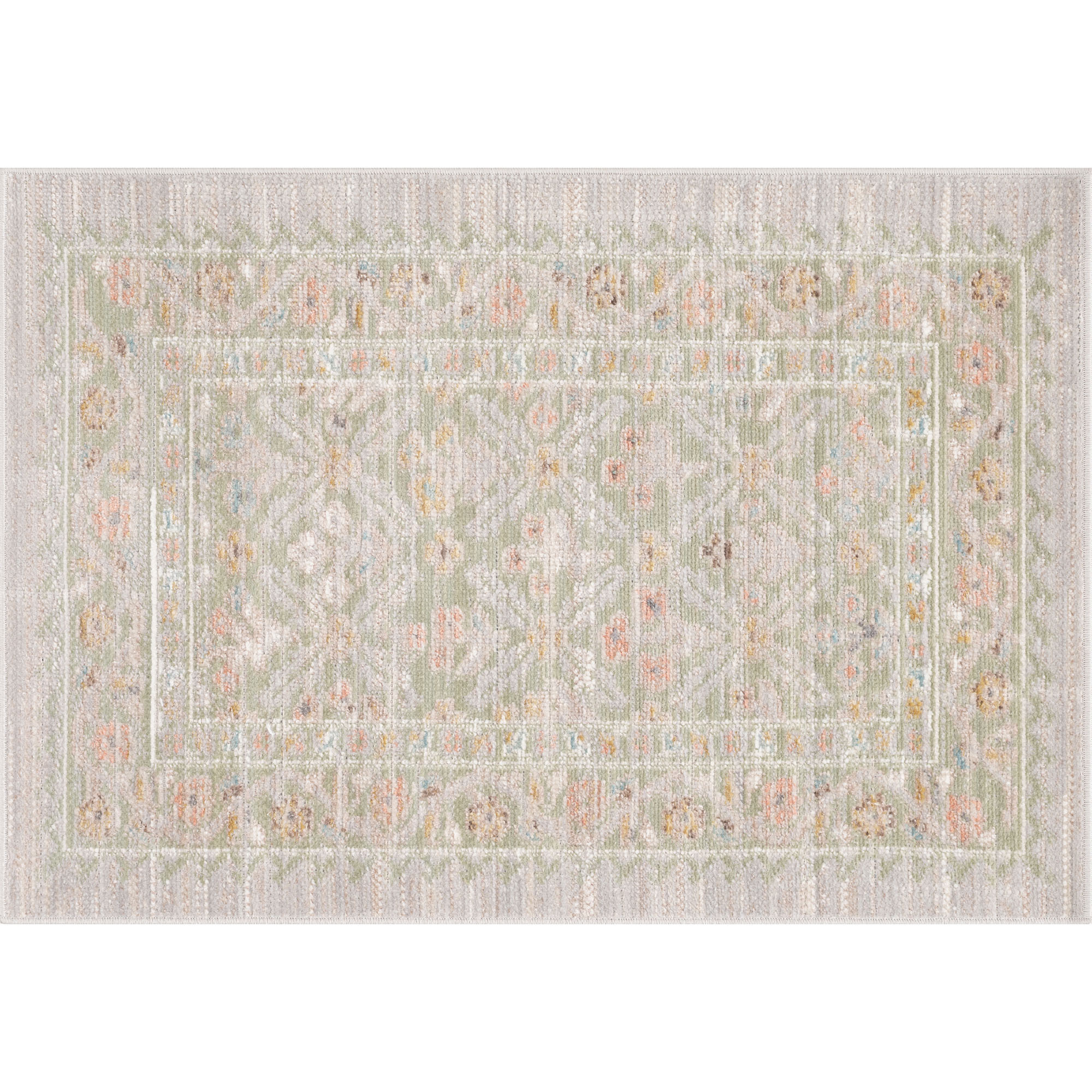 Crestwood Traditional Oriental 2x3 Sage and Gold Polyester Indoor Area Rug, 2' x 3'