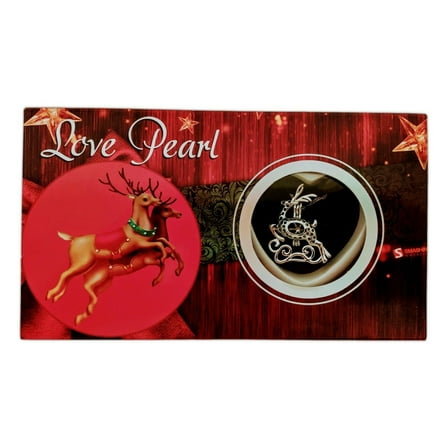 Love Pearl CHRISTMAS REINDEER Necklace Kit, Simulated Pearl in an Oyster