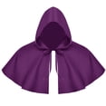 thumbnail image 2 of BFHHYA Little Red Riding Hood Cape Womens Short Hooded Cloak with Front Bow Tie Solid Color Flowy Shawl Cloak for Halloween Party Photo Shooting, 2 of 4