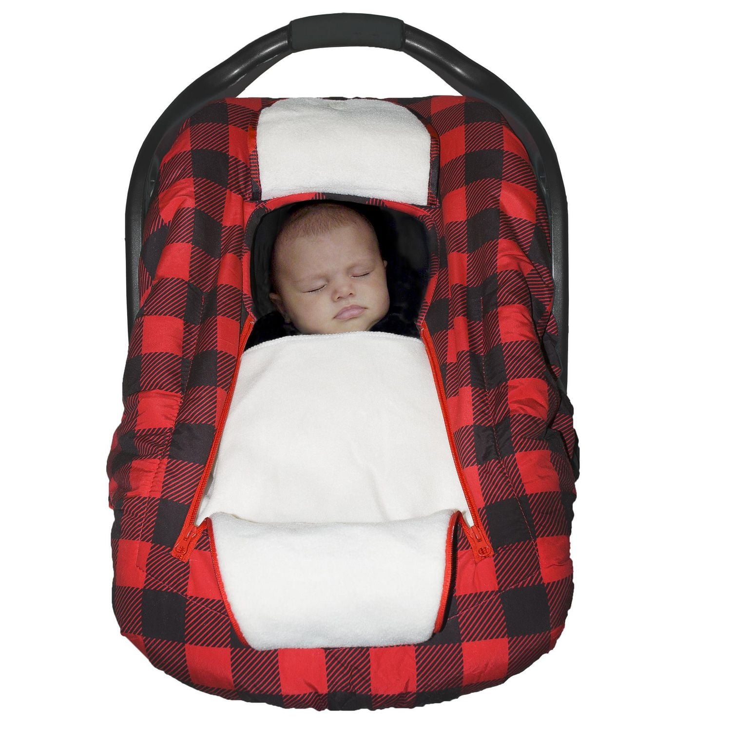 Jolly Jumper Arctic Sneak-a-Peek – Housse d’hiver pour siège d’auto pour bébé | Doublée en polaire, avec rebord élastiqué, rabat “coucou” et double fermeture éclair | Lavable à la machine