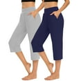 thumbnail image 3 of REALiKUN 2Pcs Womens Wide Leg Yoga Pants High Waisted Side Slit Joggers Casual Loose Lounge Sweatpants, 3 of 8