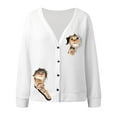 thumbnail image 4 of Cnbwig Cardigan Sweaters for Women Fall Cute Cat Printed Trendy Button Down Open Front Lightweight Womens Cardigans White XXL, 4 of 5