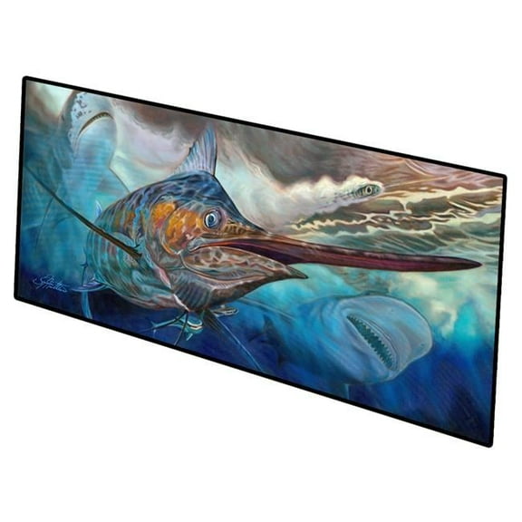 28 x 58 in. Running the Guantlet Blue Marlin Indoor or Outdoor Runner Mat