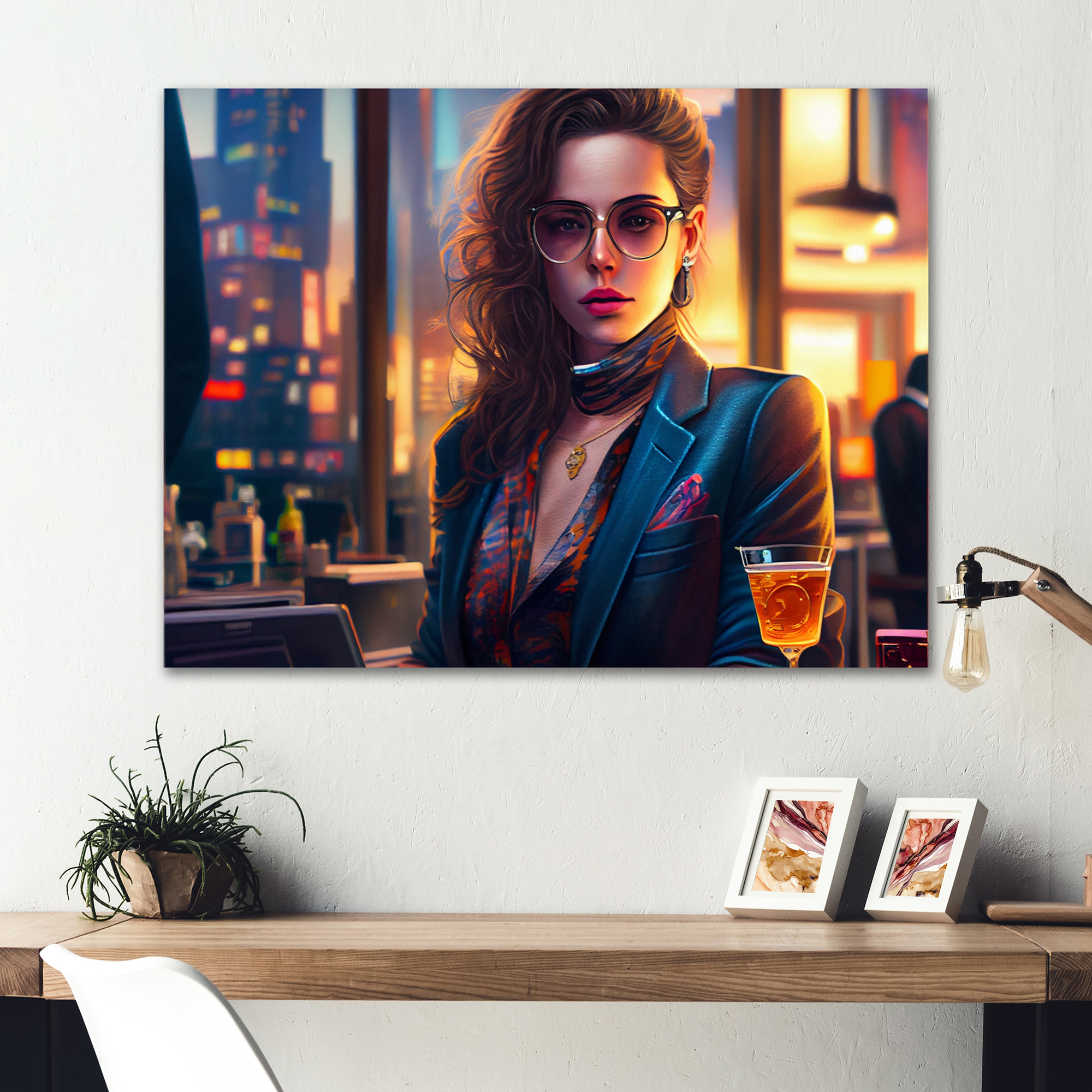 Designart Photorealistic Of Woman Sitting At Bar Canvas Wall Art