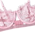 thumbnail image 4 of JSGEK Women Lace Trim Deep V Neck Chemise Dress Flared Silhouette Adjustable Spaghetti Straps Lingerie Set Pink S, 4 of 5