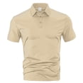 thumbnail image 6 of GrmtClth Men's Solid Color Stretch Polo Shirt Slim Fit Short Sleeve Breathable Golf Athletic Casual Business Tops 2026 Khaki 2XL, 6 of 9