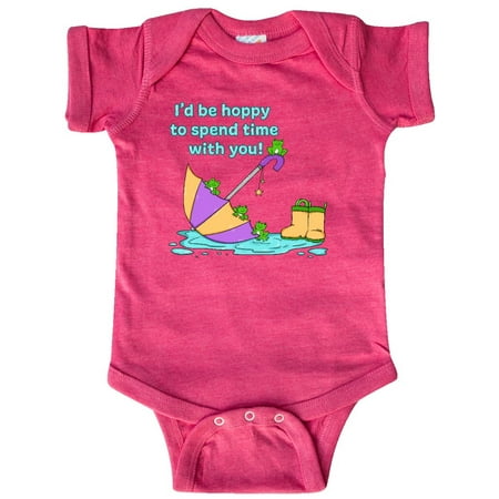 

Inktastic I d be Hoppy to Spend Time with You with Cute Frogs Gift Baby Boy or Baby Girl Bodysuit