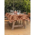 thumbnail image 3 of Outdoor Tablecloths with Umbrella Hole & Zipper, Orange Brown Flowers Rectangle Tablecloth 60x120 Inch, Farmhouse Retro Abstract Floral Waterproof Table Cloth, Patio/Pool/Picnic Table Covers, 3 of 8