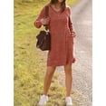 thumbnail image 2 of SIEANE Womens Long Sleeve Sweater Dresses V Neck Casual Fall Dresses With Pockets S-XXL, 2 of 5