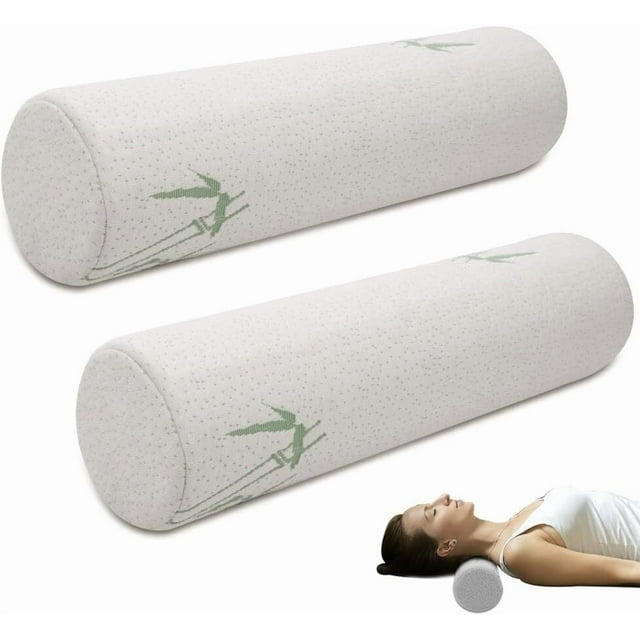 2 Almohadas Enrollables para el Cuello para Dormir, Almohada Medio Cilindro, Cojín Medio Cilindro de Memory, Almohada Cervical de Espuma Viscoelástica