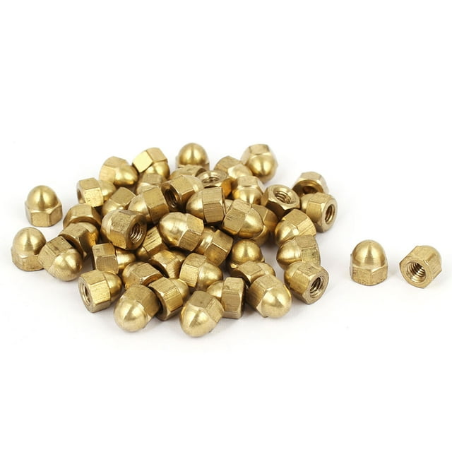 Tuercas hexagonales de tapa de domo de latón con rosca M4, 50 piezas