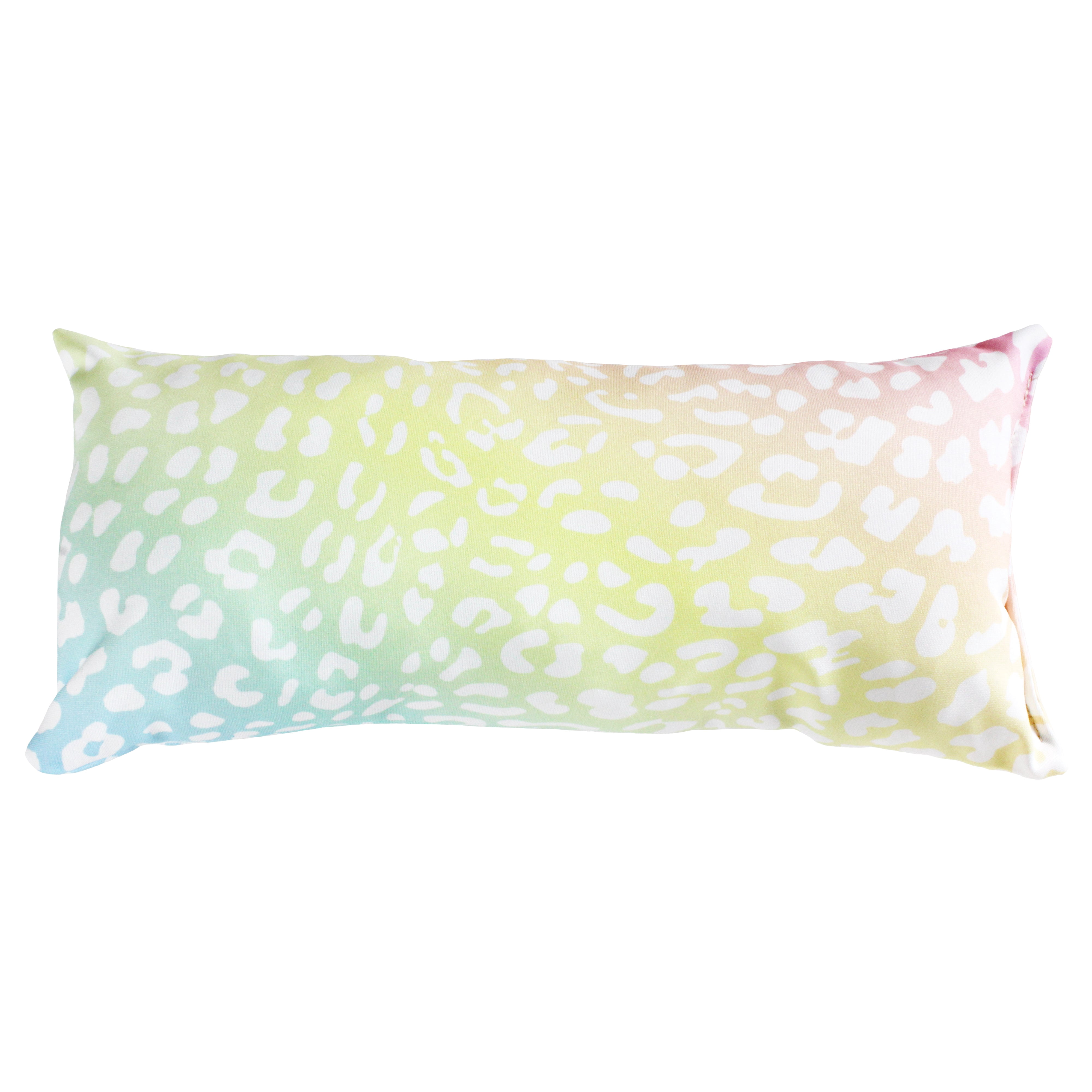 Everything Comfy Leopard Print Decorative Pillow, 16x6 Inch, Pastel Gradient/White,