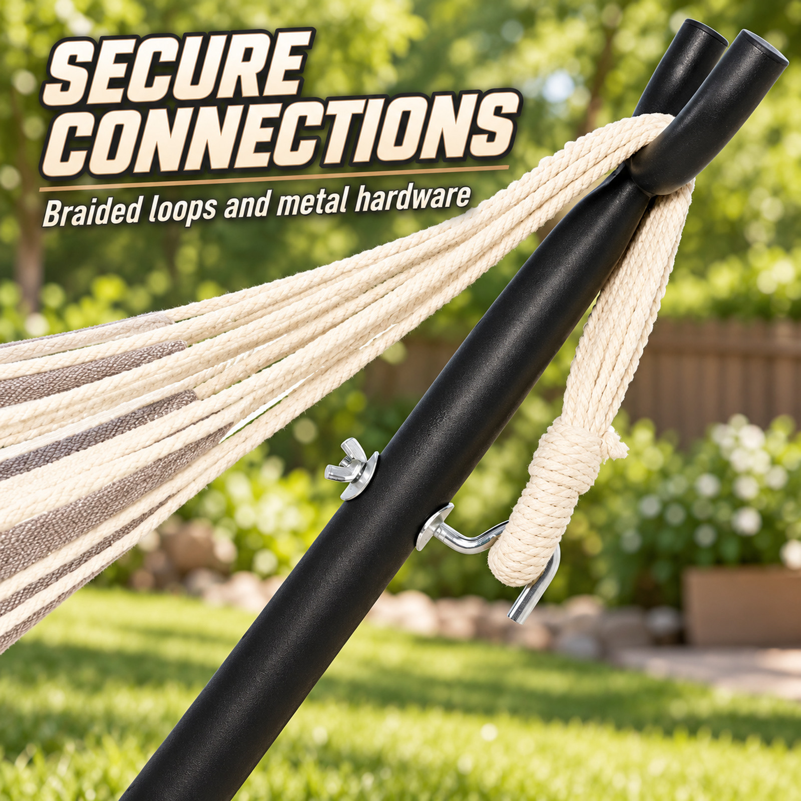 SUGIFT 2-Person Cotton Hammock with Stand, 450 lb photo 3