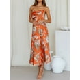 thumbnail image 3 of ZAXARRA Femmes Imprimé Floral Robe Cami Sans Manches une Ligne Côté Fente Midi Robe pour Soirée Club Nuit de Mariage, 3 of 8