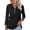 #1 Black, variant on Women's V Neck 3/4 Sleeve T Shirt Solid Color Casual Basic Tops Purple Half Zipped Autumn Tees Size XL