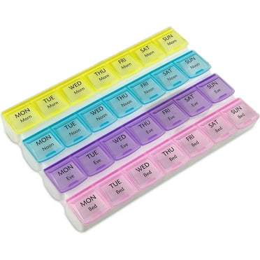 MEDca Weekly Pill Organizer, 4-Times-a-Day, BPA-Free Plastic Container