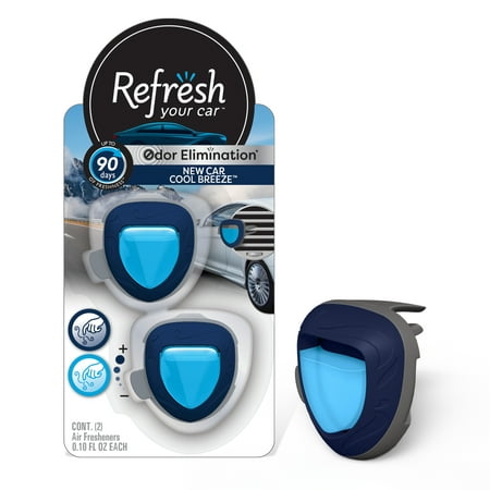 Refresh Your Car! Mini Diffuser Air Freshener (New Car/Cool Breeze Scent, 2 Pack)