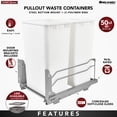thumbnail image 3 of Rev-A-Shelf Double 50 Qt Pull Out Soft-Close Steel Kitchen Waste Basket, 3 of 11