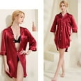 thumbnail image 6 of XBASW 1PCS Women's Satin Nightgowns Button down Sleepwear Dress Summer Silk Nightshirt Short Sleeve Shirt Pajamas S -2XL, 6 of 10