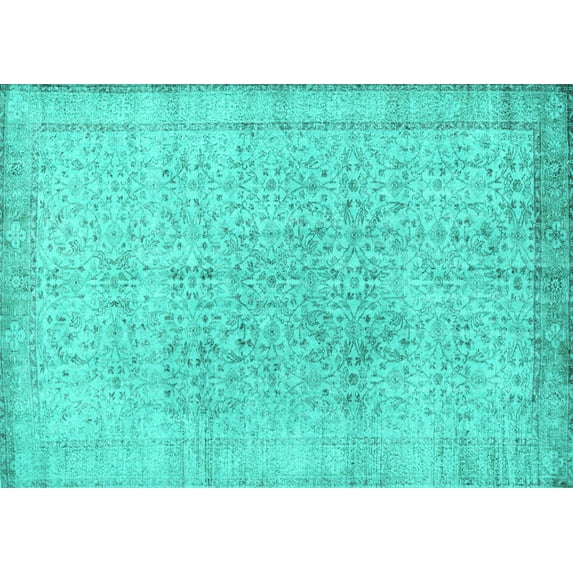 Ahgly Company Indoor Rectangle Persian Turquoise Blue Traditional Area Rugs, 4' x 6'