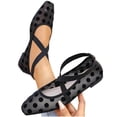 thumbnail image 5 of Xdegoge Flat Shoes for Women Closed Toe Ballet Flats Sheer Mesh Upper Retro Polka Dot Print Criss Cross Ankle Strap Dressy Attire, 5 of 5