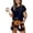 Ginger, variant on Women Halloween 2 Piece Set Solid Crew Neck Horror Tops Matching Skull Spiderweb High Waist Pleated Spooky Shorts, S