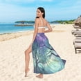 thumbnail image 6 of FORMRS Womens Long Sarong Beach Wrap Semi-Sheer Bikini Skirt Bathing Swimsuit Cover Up, Moonlight Forest, 6 of 7