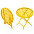 thumbnail image 2 of Ktaxon Folding Side Table, Patio Small End Table with X-Shaped, Outdoor Metal Floral Pattern Table for Balcony  Porch Backyard Deck, Yellow, 2 of 9