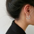 thumbnail image 4 of Lancharmed White Gold Plated Earrings for Mother,Twisted Trapezoidal Geometry Earring Gifts for Couples, 4 of 8