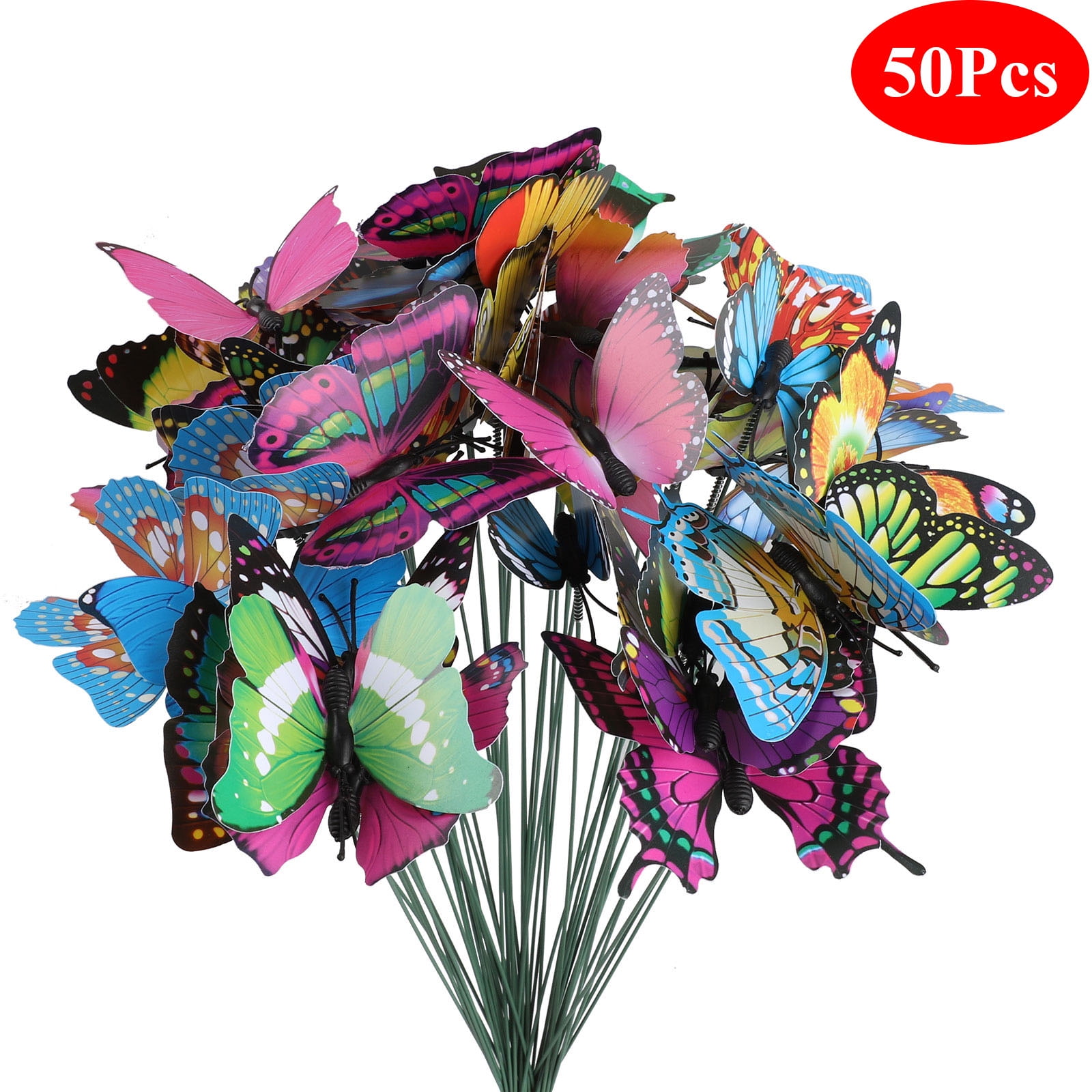 Home Decoration Flower Bed Patio Plant Pot 50PCS 27CM Garden Butterfly Ornaments MIKIROY Garden Butterfly Stakes Waterproof Butterfly Decorations for Indoor//Outdoor Yard