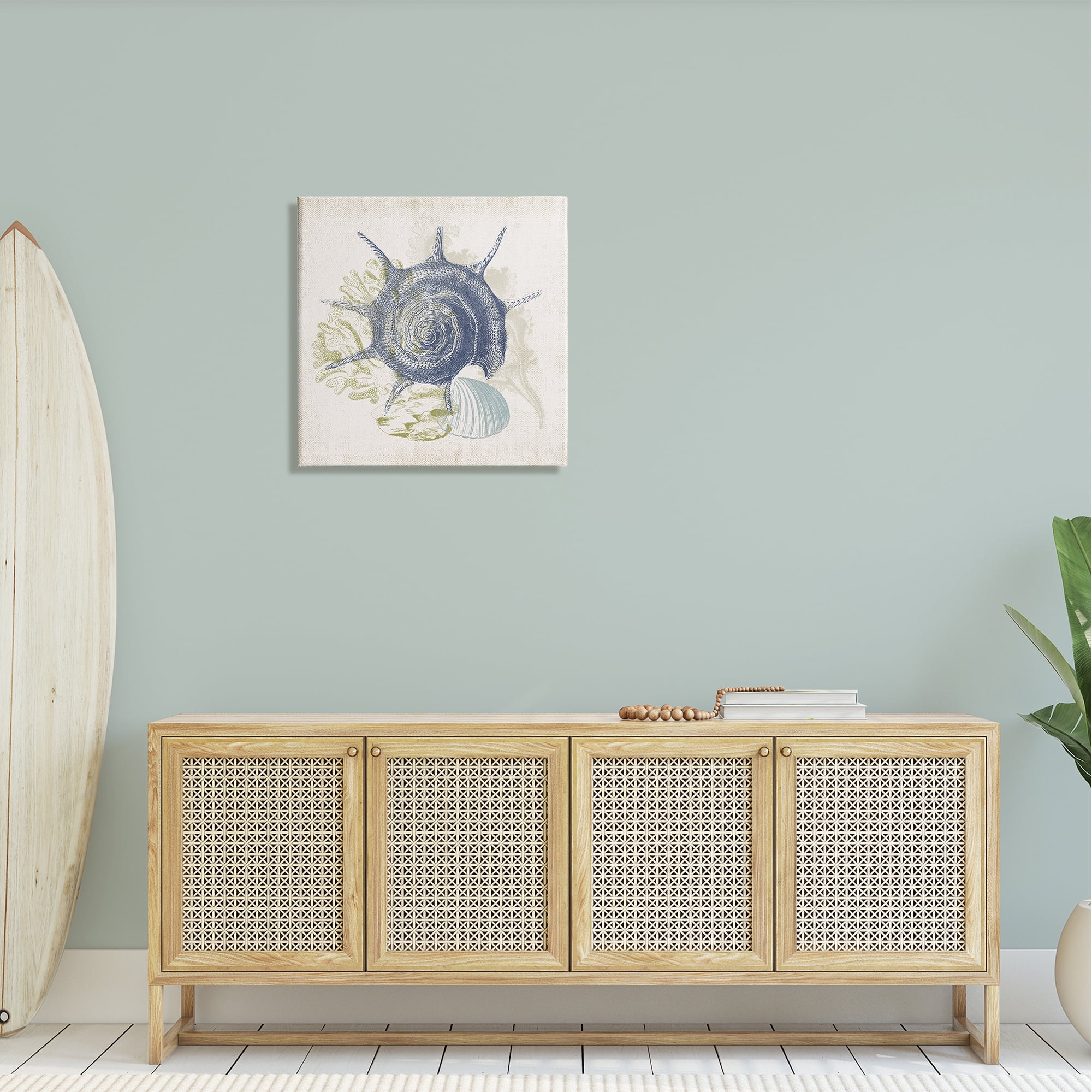 Stupell Industries Intricate Conch Seashell Drawing Layered Coral Botanicals Graphic Art Gallery Wrapped Canvas Print Wall Art, Design by Victoria Barnes
