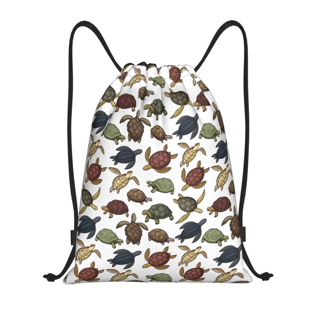 Saiise Various Turtle Pattern Sports Drawstring Backpack - String Swim Gym Bag with Wet Proof Pocket for Women&Men-Small