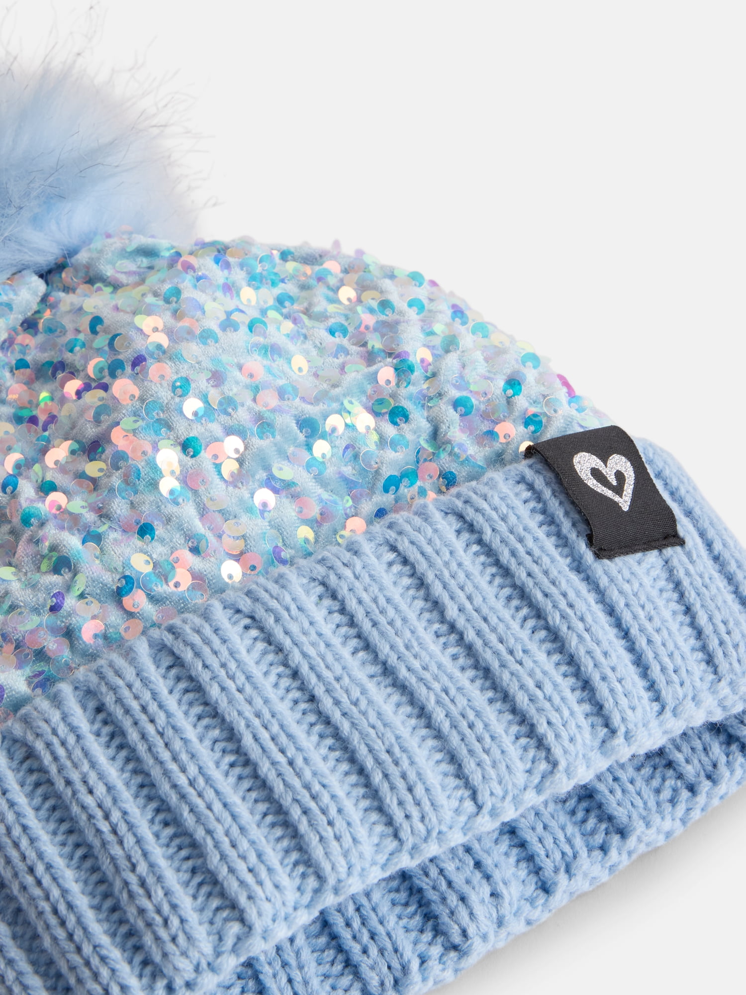 Justice Girls Velvet Sequin Hat and Glove Set, Blue