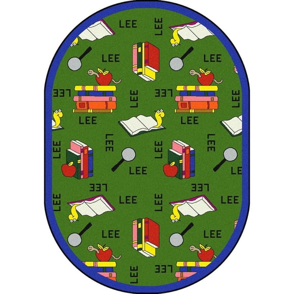 Kid Essentials - Language & Literacy Bookworm (Spanish), 5'4" x 7'8" Oval, Green