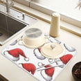 thumbnail image 2 of Yayeee Dish Drying Mat for Kitchen Counter 16" x 18" Microfiber Super Absorbent Coffee Decorative Pad, Red Santa Hats Pattern, 2 of 9