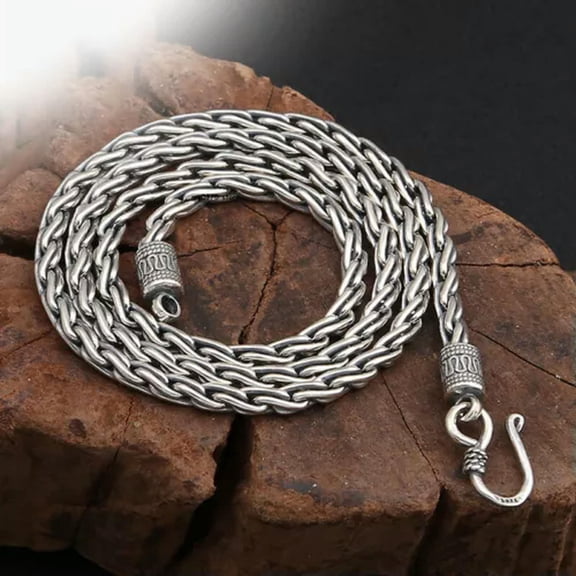K-KED Real S925 Sterling Silver Necklace Women Men 4mm Solid Twist Rope Link Chain-55cm/22inch-42-43g