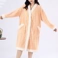 thumbnail image 2 of hotojiny Fuzzy Plush Robe for Women Fleece Warm Lounge Bathrobe Soft Cozy Button Down Loose Housecoat Sleepwear, 2 of 7