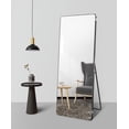 thumbnail image 2 of LAIYA 65”X24” Aluminum Floor Full Length Mirror Body Standing Large Tall Mirror Leaning Dressing Rounded Corner Rimless Big Long Stand Up Mirror for Bedroom 5MM Silver Mirror (Black), 2 of 5