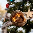 thumbnail image 3 of Hxlamzoo 2D Forest Animal Acorn Ornaments - Handcrafted Natural Tone Decor with Sleeping Fox, Owl, Bunny for Christmas Tree, Home Decor, Holiday Gift for Nature Lovers (Squirrel), 3 of 5
