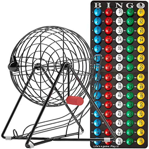 MR CHIPS 11 Inch Tall Professional Bingo Set with Steel Bingo Cage