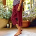 thumbnail image 5 of BUIGTTKLOP Plus Size Capri Pants for Women High Waisted Cropped Lounge Pants Side Split Casual Summer Ladies Pull on Capris, 5 of 8