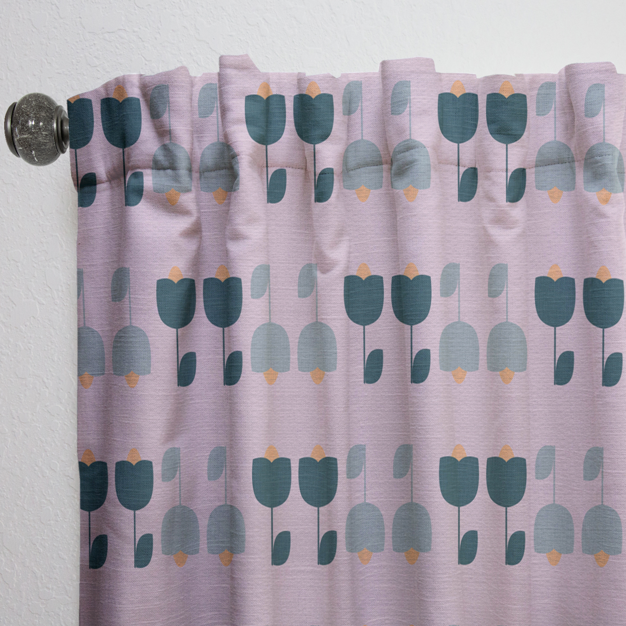 Designart 'Floral Retro Pattern X' Mid-Century Modern Curtain Panel