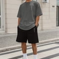 thumbnail image 2 of Gyexs Men's 2 Piece Outfit Christianity Letter Graphic Short Sleeve T Shirts and Track Shorts Sets Casual Summer Clothes Grey, Size S, 2 of 4