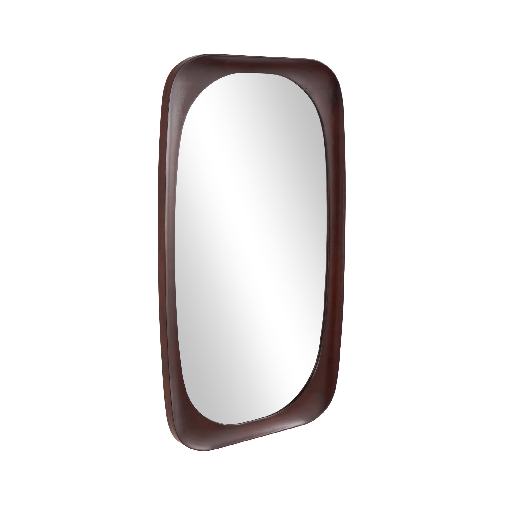 DecMode 27" x 47" Dark Brown Oval Wall Mirror